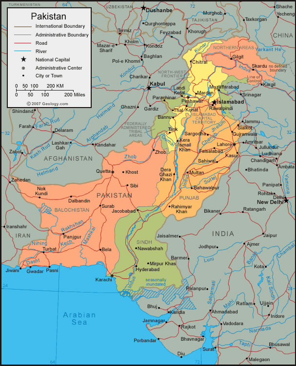 Carte de Pakistan