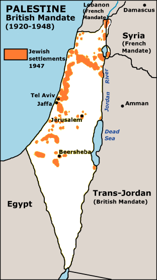carte de 1947 juif colonies Palestine