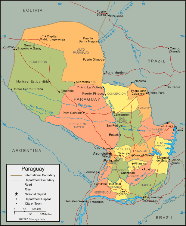 paraguay politique carte