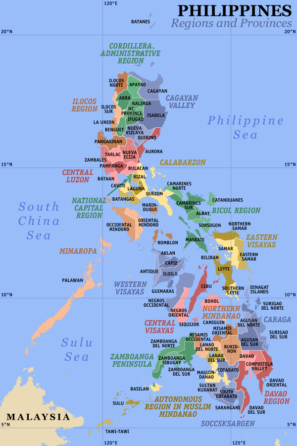 regions provinces carte de philippines