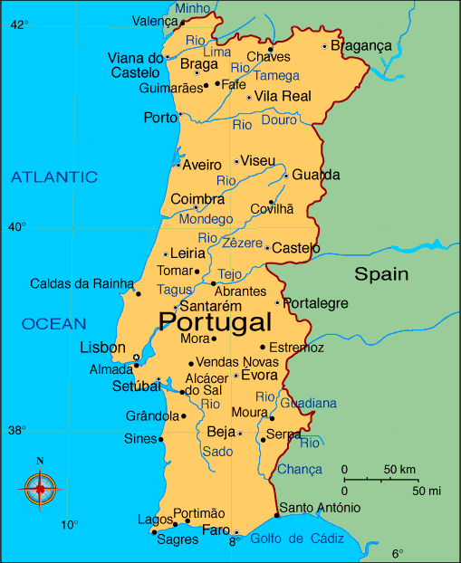 carte de portugal