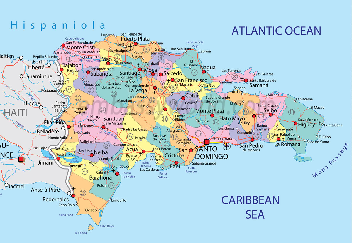 politique carte de Republique Dominicaine