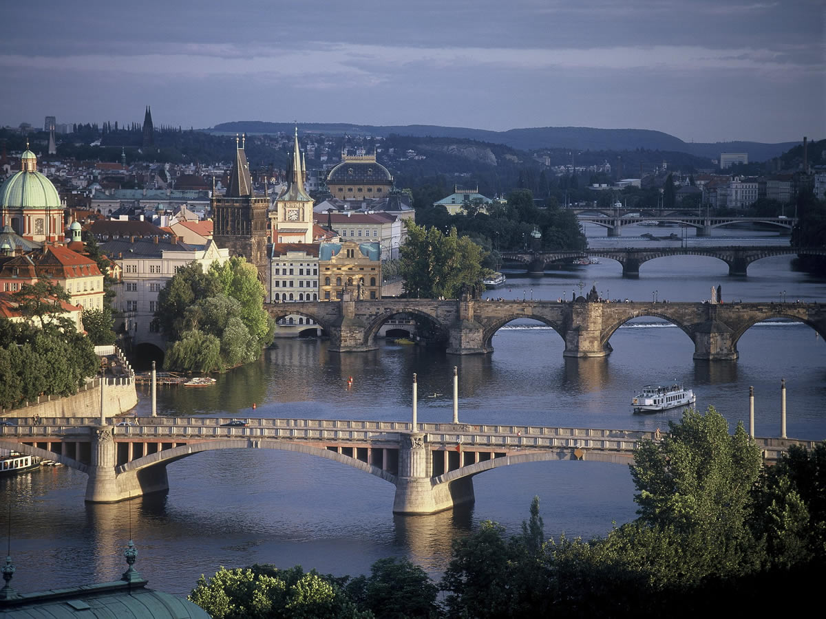 Prague fleuve Vltava Republique Tcheque