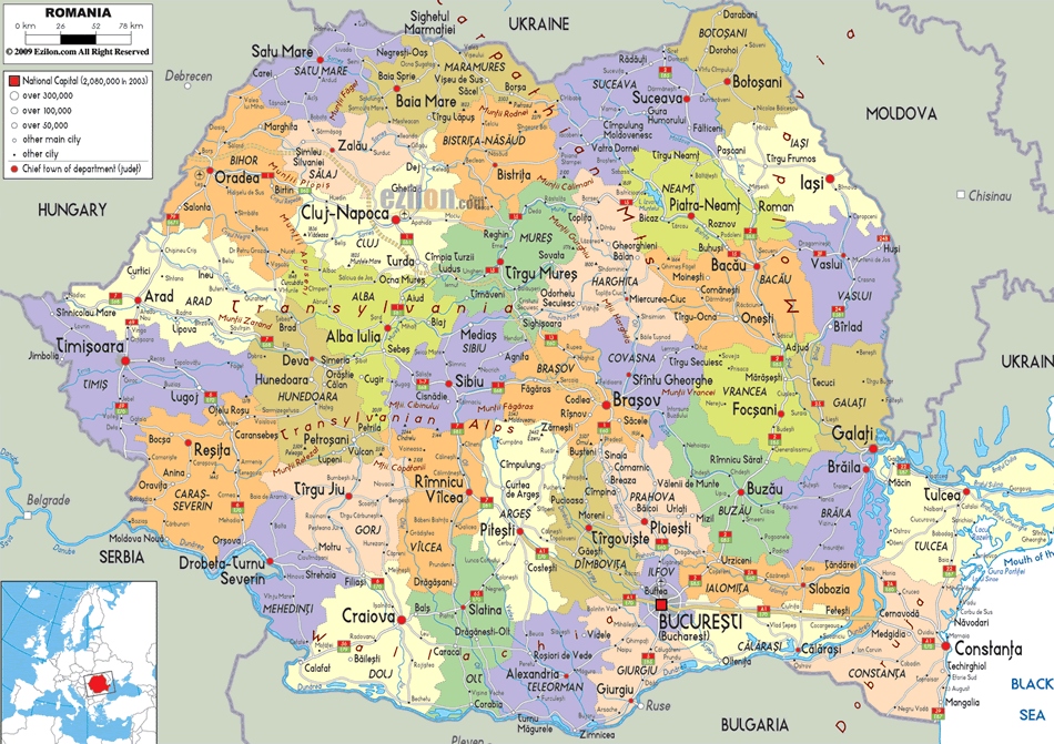 Roumanien politique carte