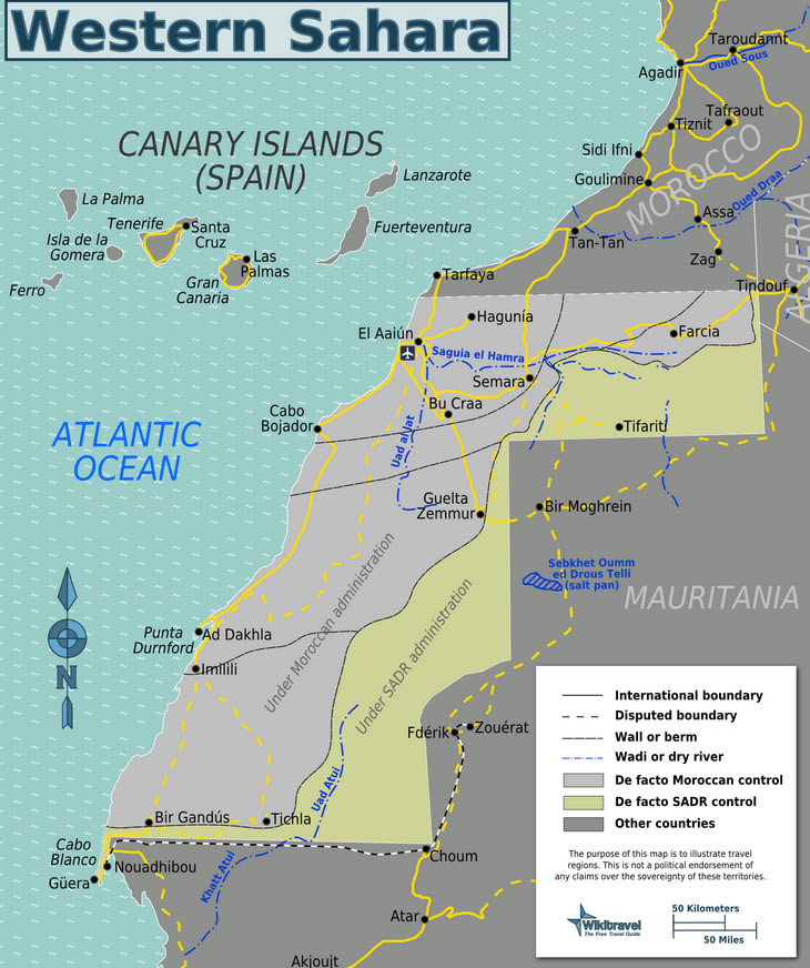 Carte de Sahara Occidental