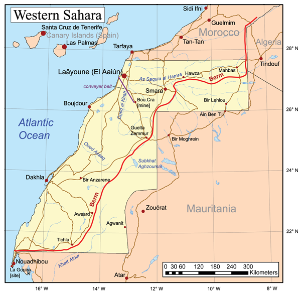 carte de Sahara Occidental