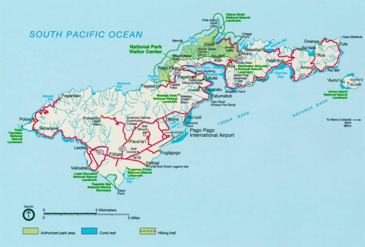 Carte de Samoa Americaines