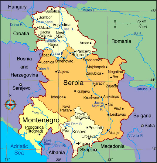 Carte de Serbie