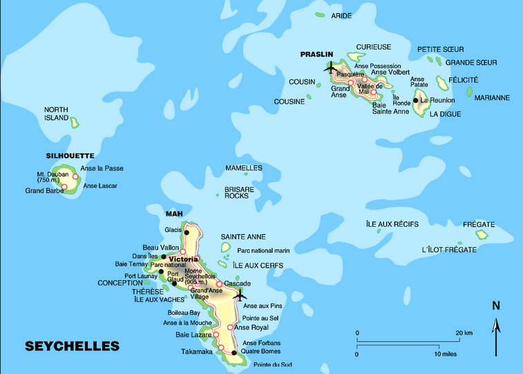 Carte de Seychelles