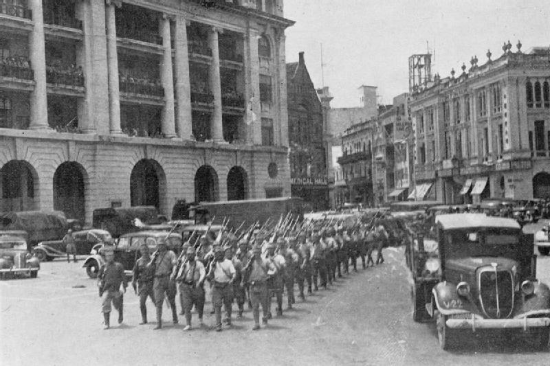 Japonais soldats mars singapour 1942