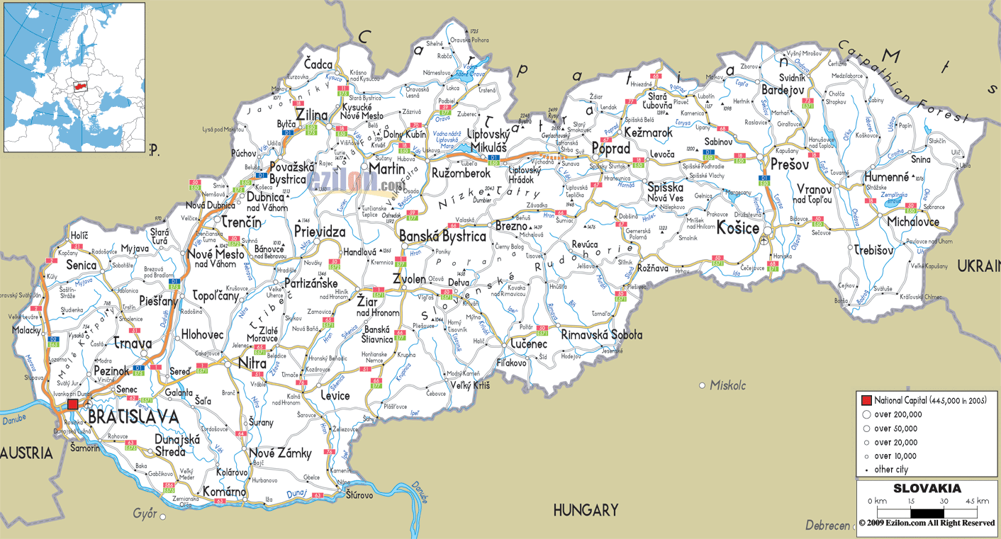 Slovaquie route carte