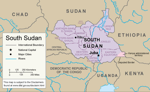 carte de Soudan du Sud