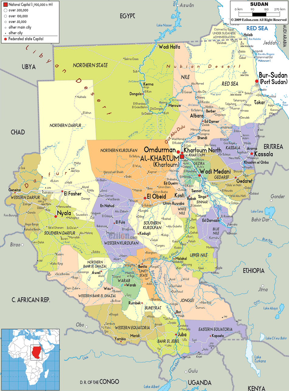 Soudan politique carte