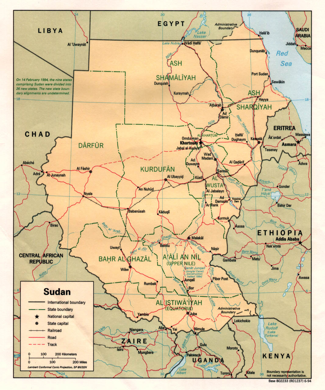 Soudan relief carte