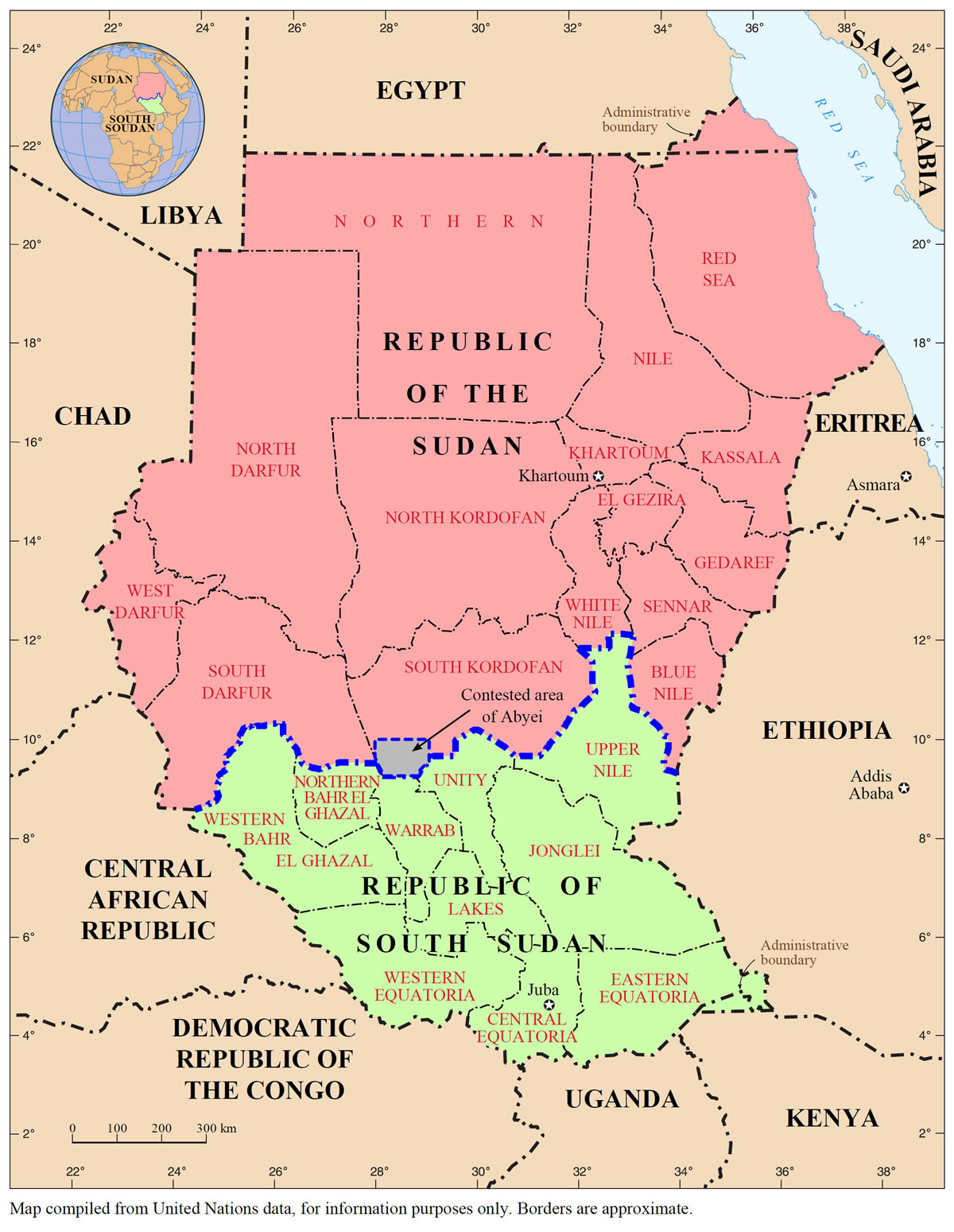 Soudan Soudan du Sud carte