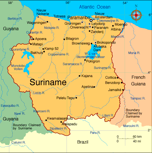 carte de surinam