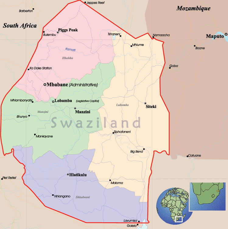 Carte de Swaziland