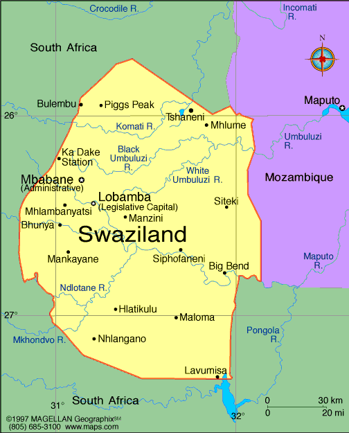 carte de Swaziland