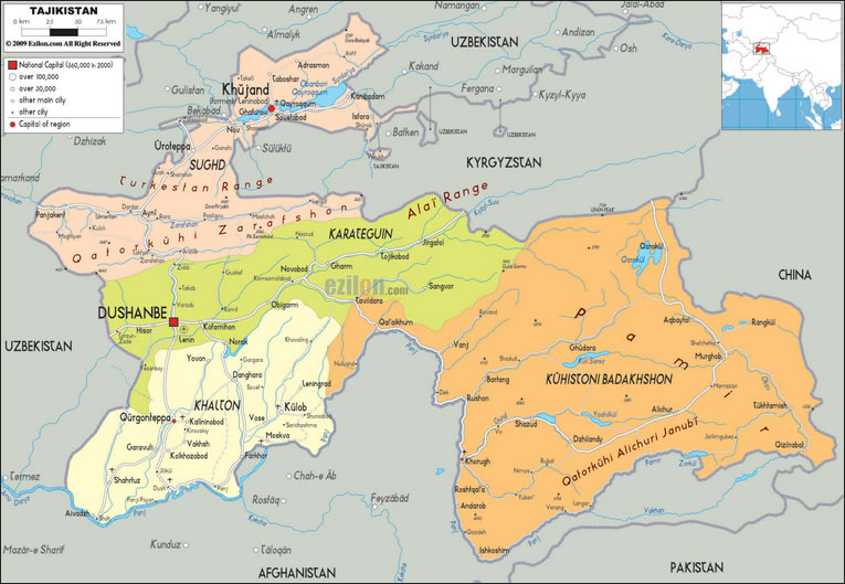 Carte de Tadjikistan
