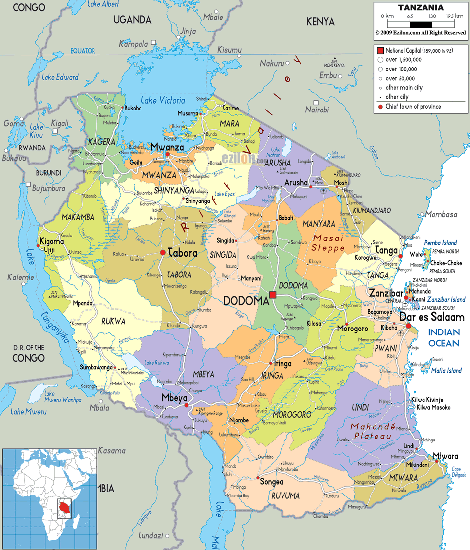 Tanzanie politique carte