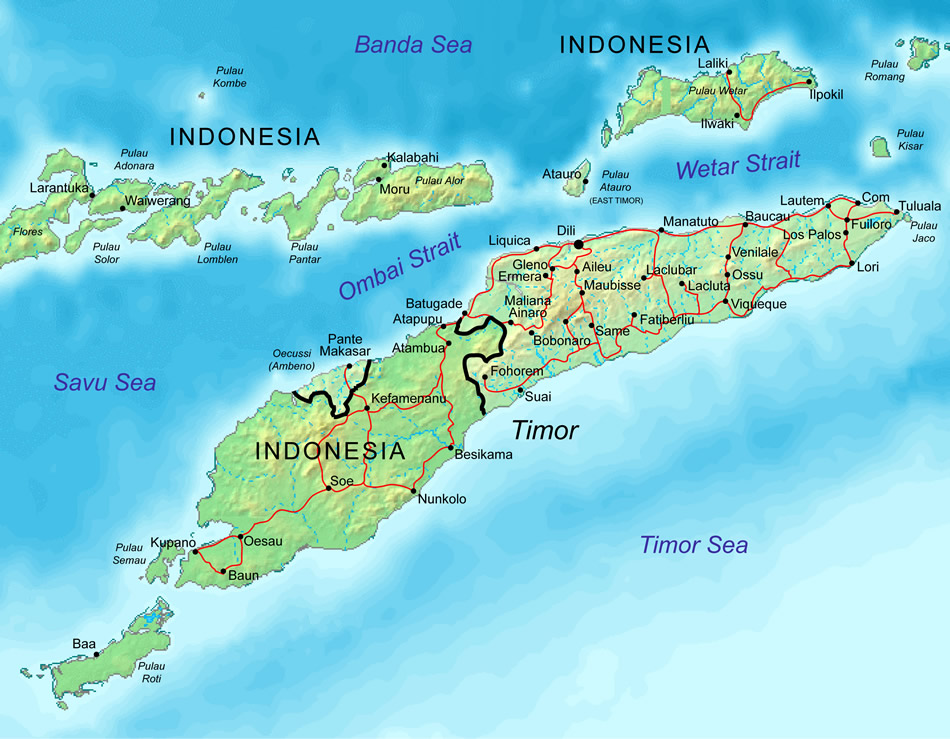 politique carte de Timor Oriental