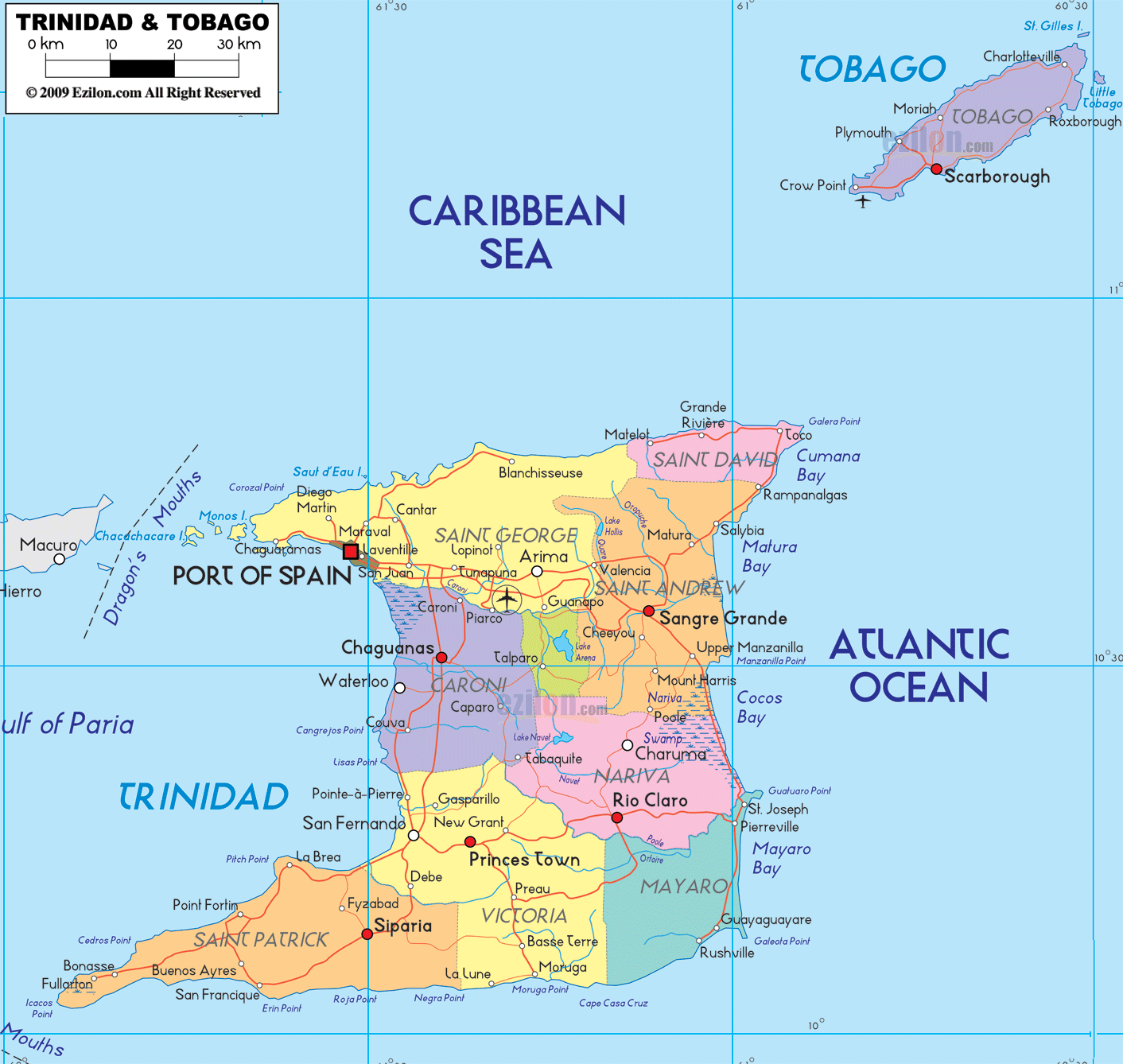 politique carte de Trinidad