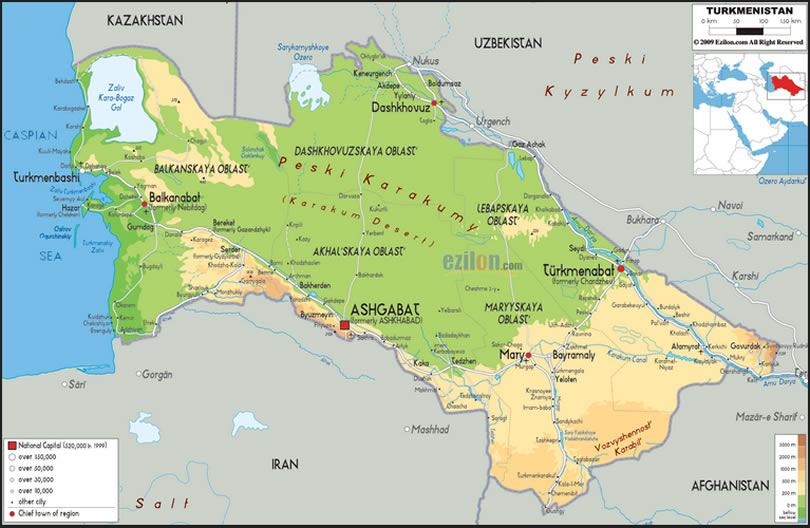 carte de Turkmenistan