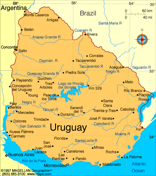 carte de Uruguay