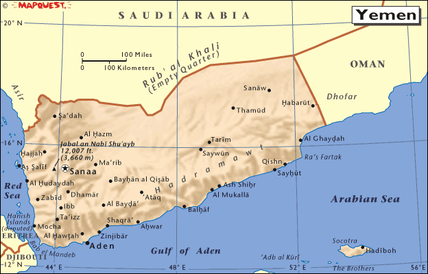 carte de Yemen