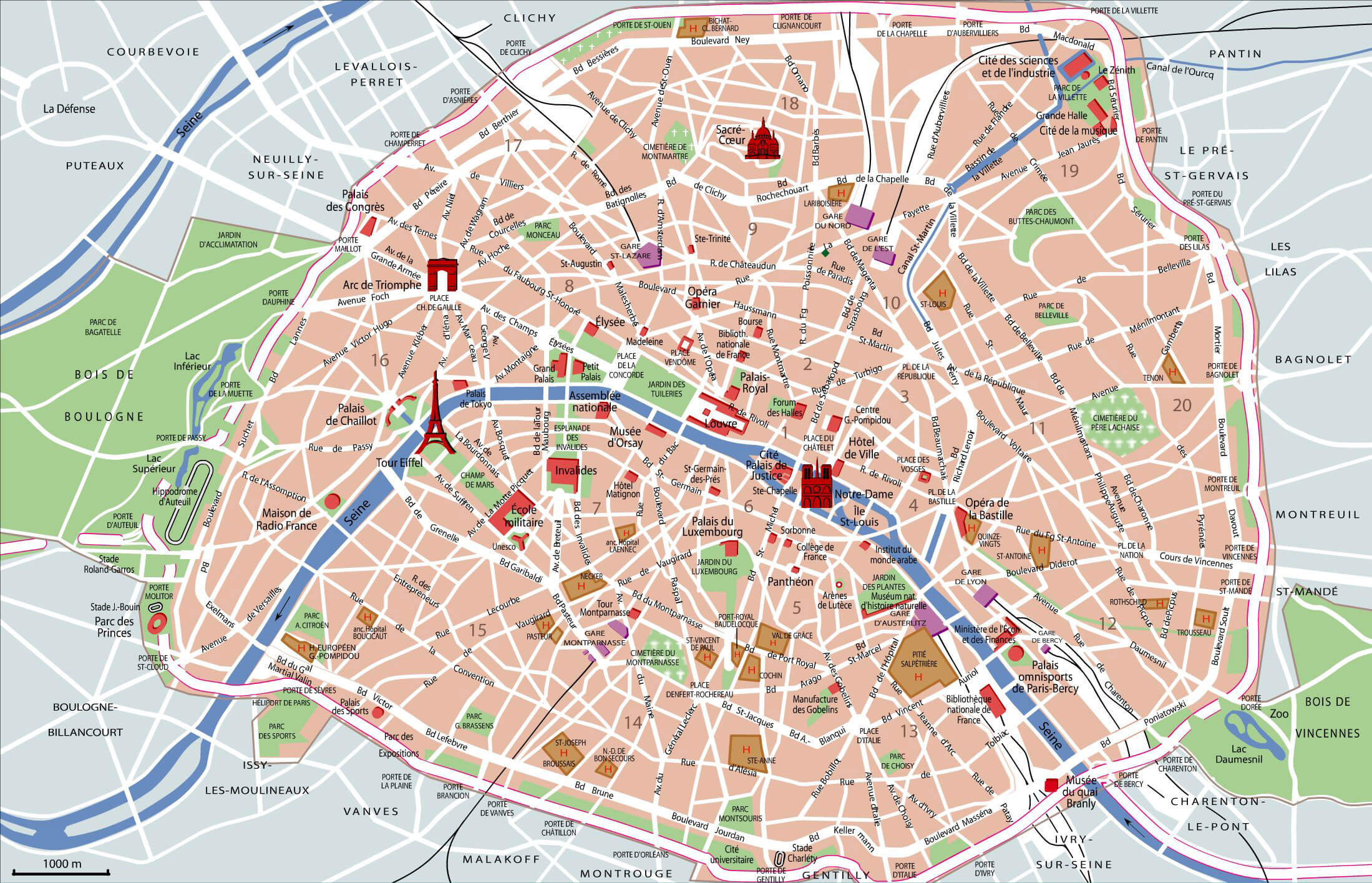 paris attractions carte